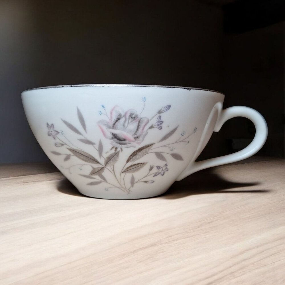 Vintage Memphis‎ Fine China Floral Tea Cup Replacement Rose Pink Gray